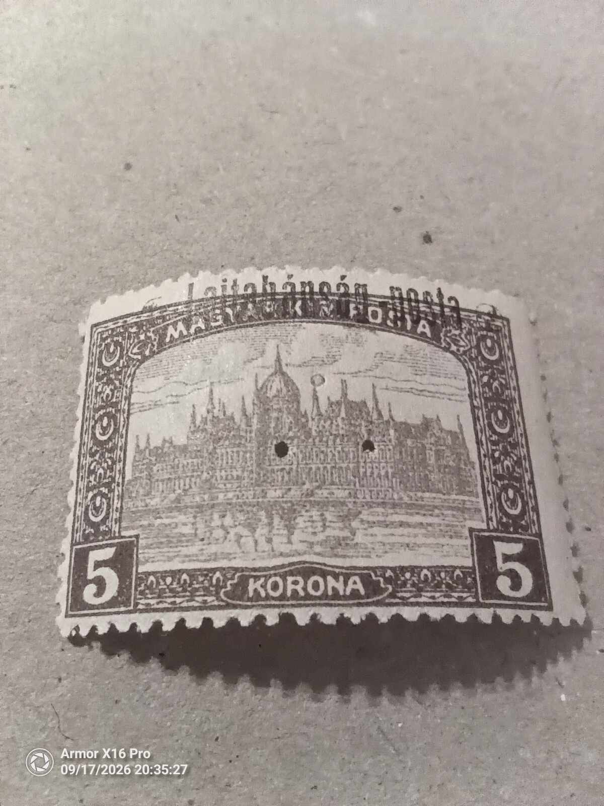 1921. Nyugat-Magyarország III. 5 Korona Parlament hármaslyukkal megszállás Bodor garanciajellel
