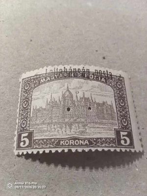 1921. Nyugat-Magyarország III. 5 Korona Parlament hármaslyukkal megszállás Bodor garanciajellel