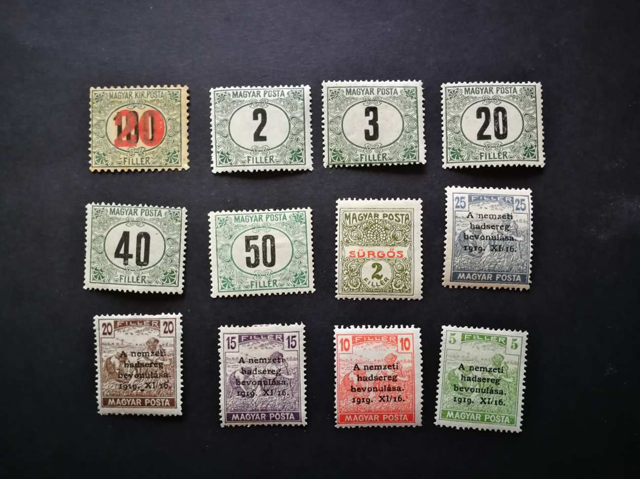 Magyarország 1915-20 12 db bélyeg * falcos H