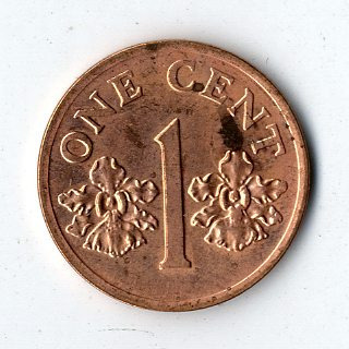 Szingapúr réz-cink 1 Cent 1992