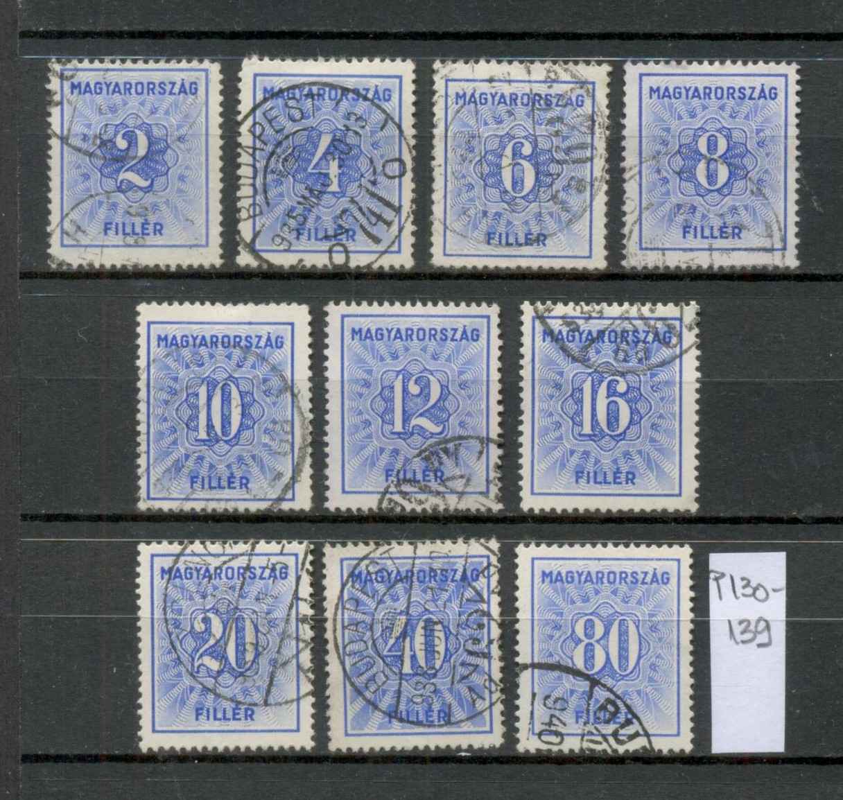 M44 Magyarország 1934 Kék portó bélyeg sorozat 10 db használt