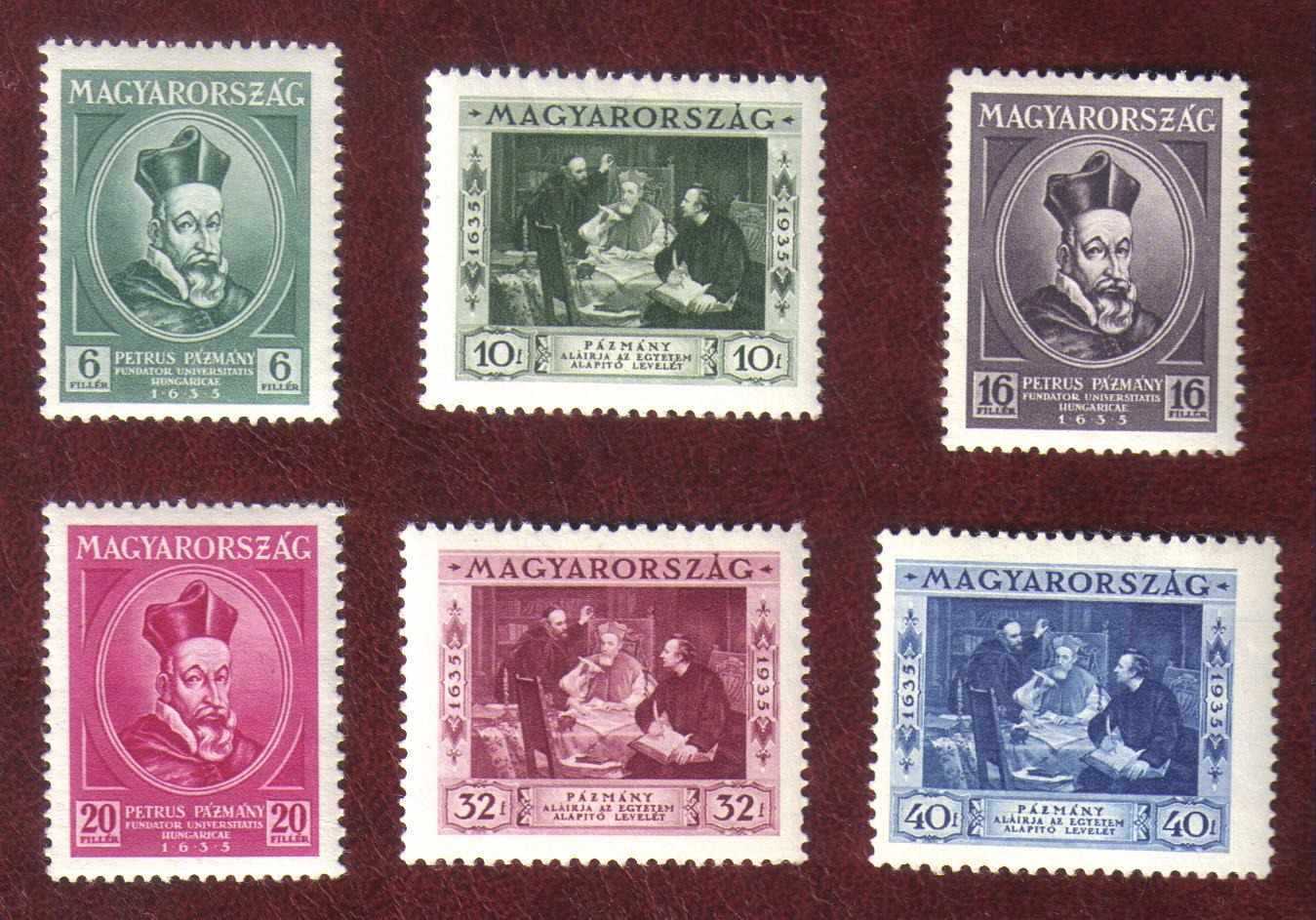 1935. Pázmány Péter ** teljes sor  - Postatiszta, falcmentes, szép bélyegek