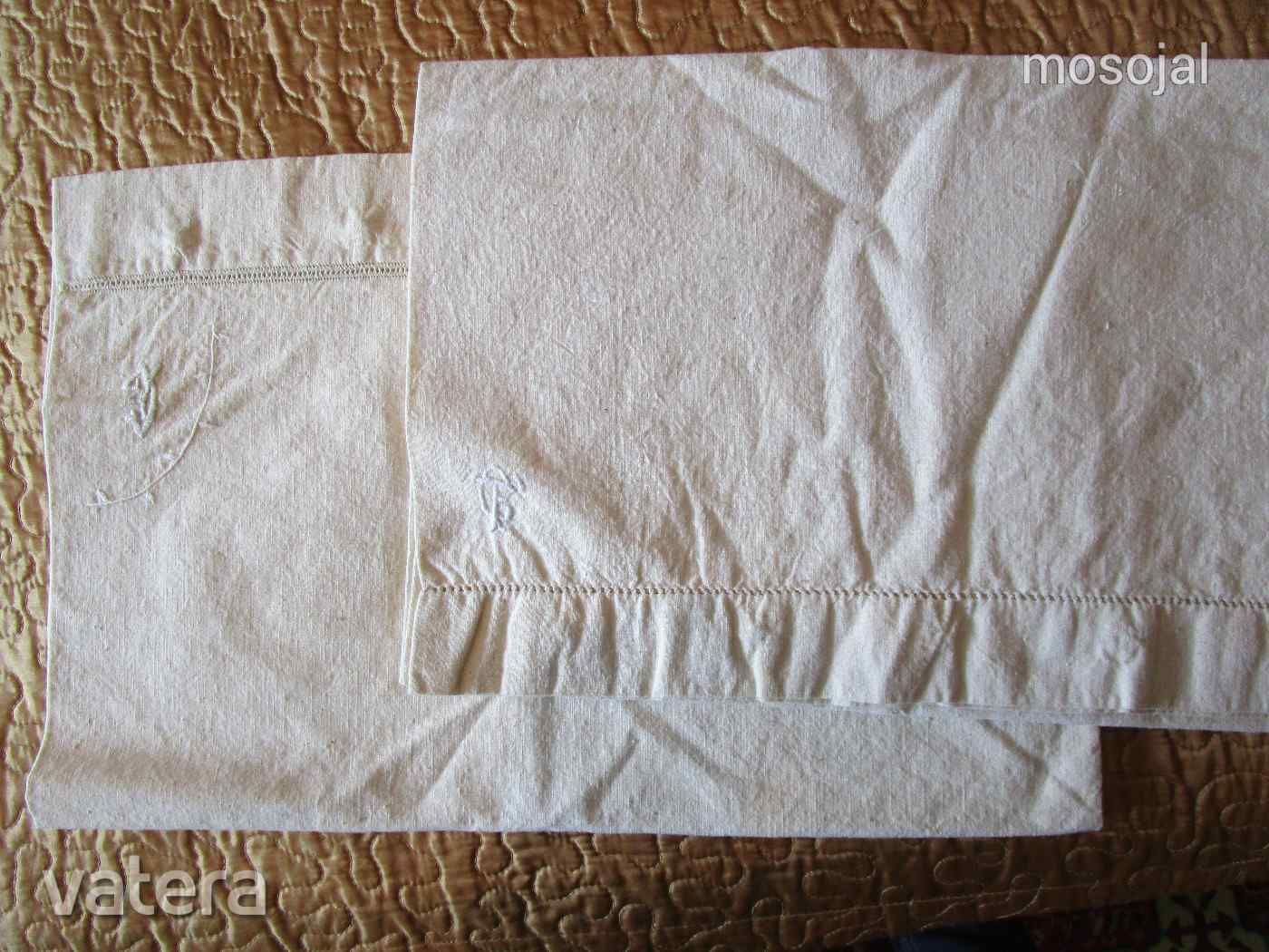 ANTIK LEN FÉL PÁRNA PÁROS AZSÚROZOTT MONOGRAM -MAL NEM VOLT HASZNÁLVA ...
