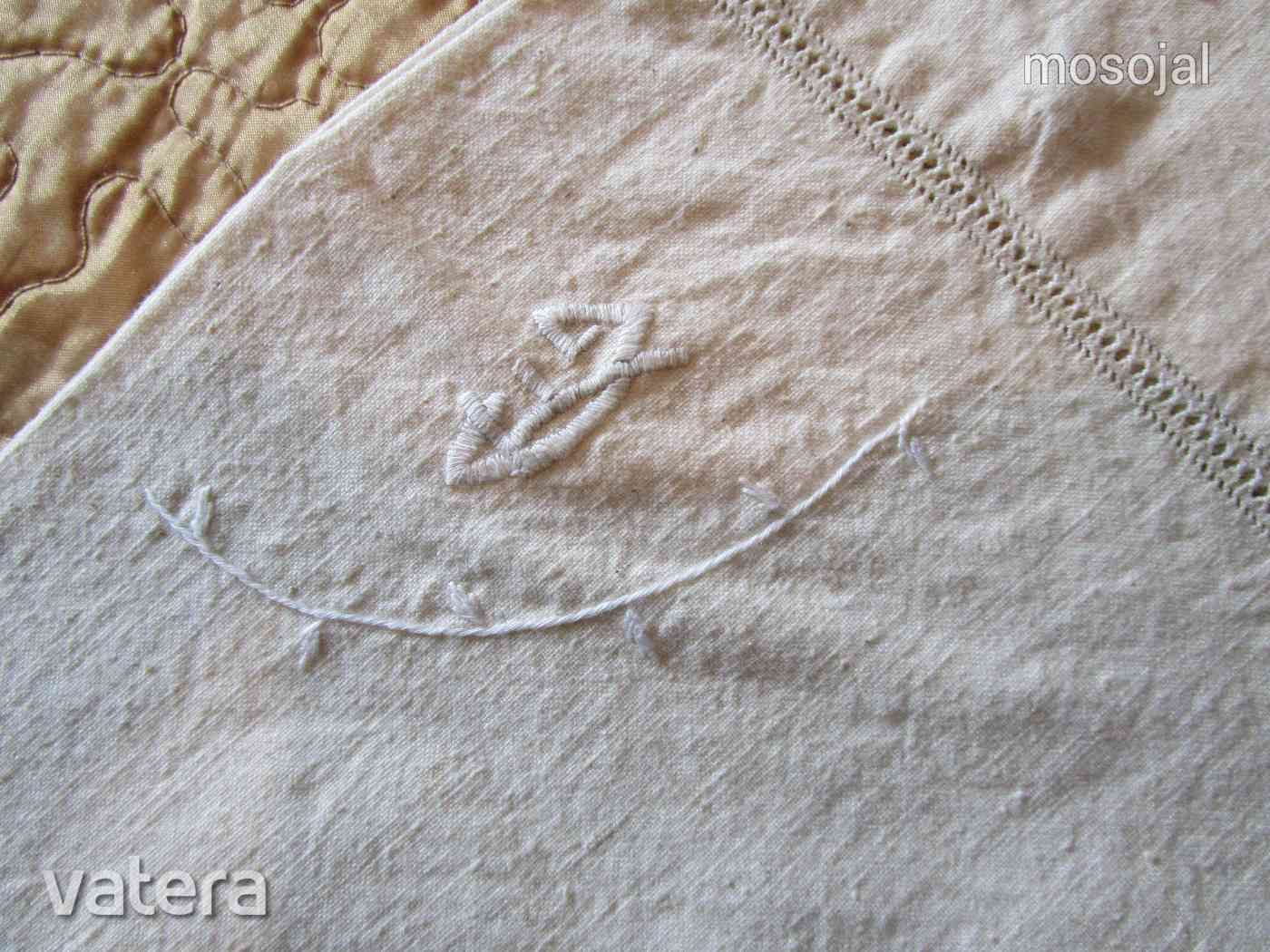 ANTIK LEN FÉL PÁRNA PÁROS AZSÚROZOTT MONOGRAM -MAL NEM VOLT HASZNÁLVA ...