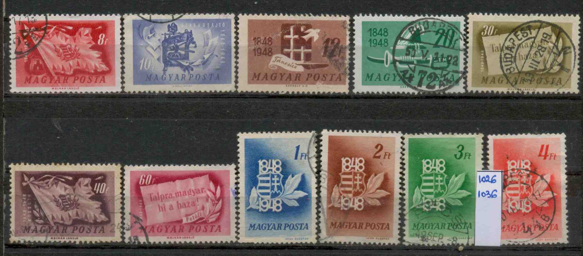 M155 1948 Centenárium teljes bélyegsor pecsételt