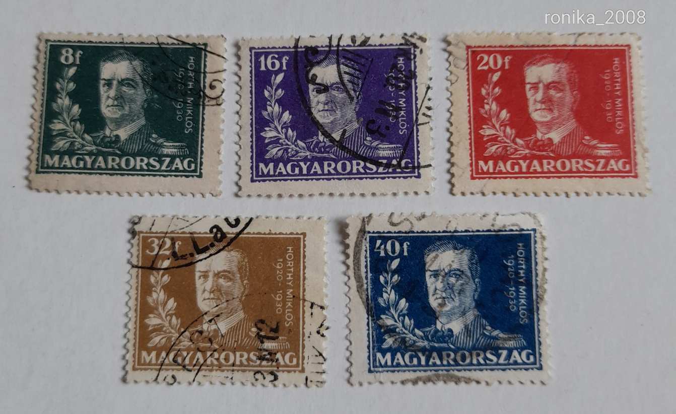 1930 Kormányzói 10 éves évforduló pecsételt teljes sor