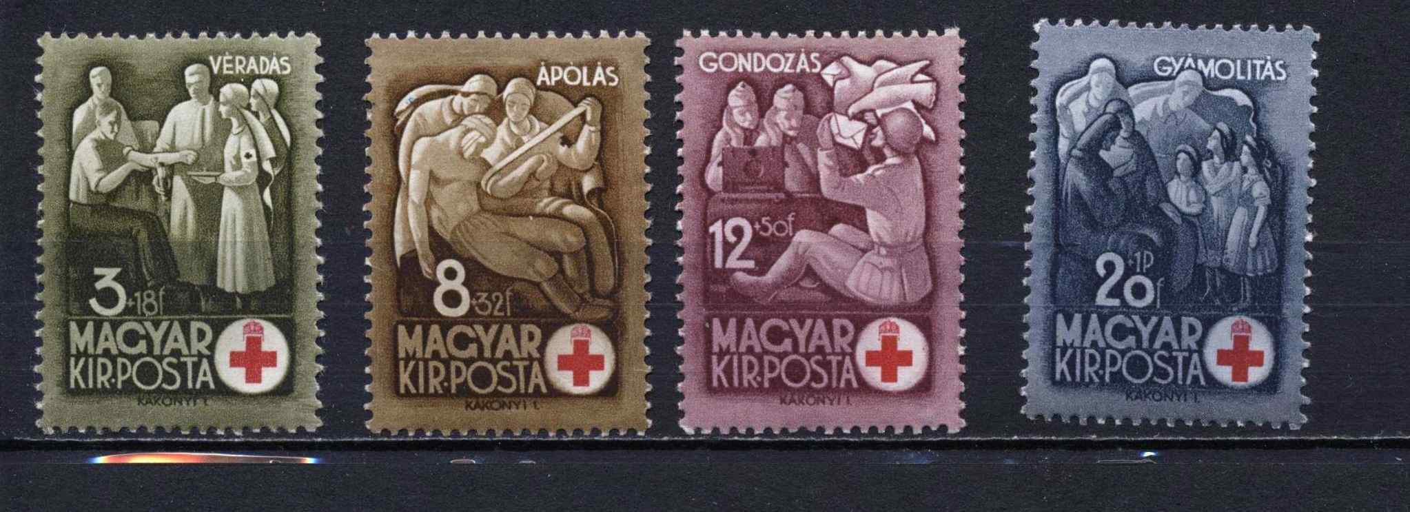 1942 voroskereszt postatiszta belyegsor kat 1000 ft
