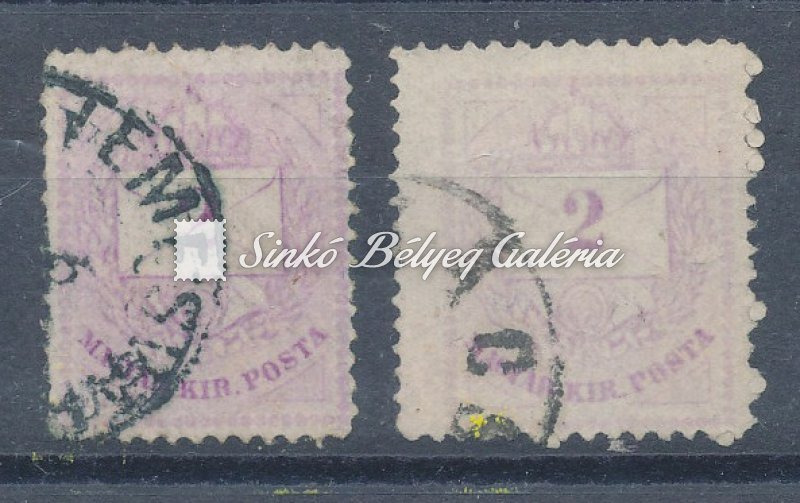 1874. Színesszámú 2kr bélyegek