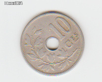 10 belga centime, 1904