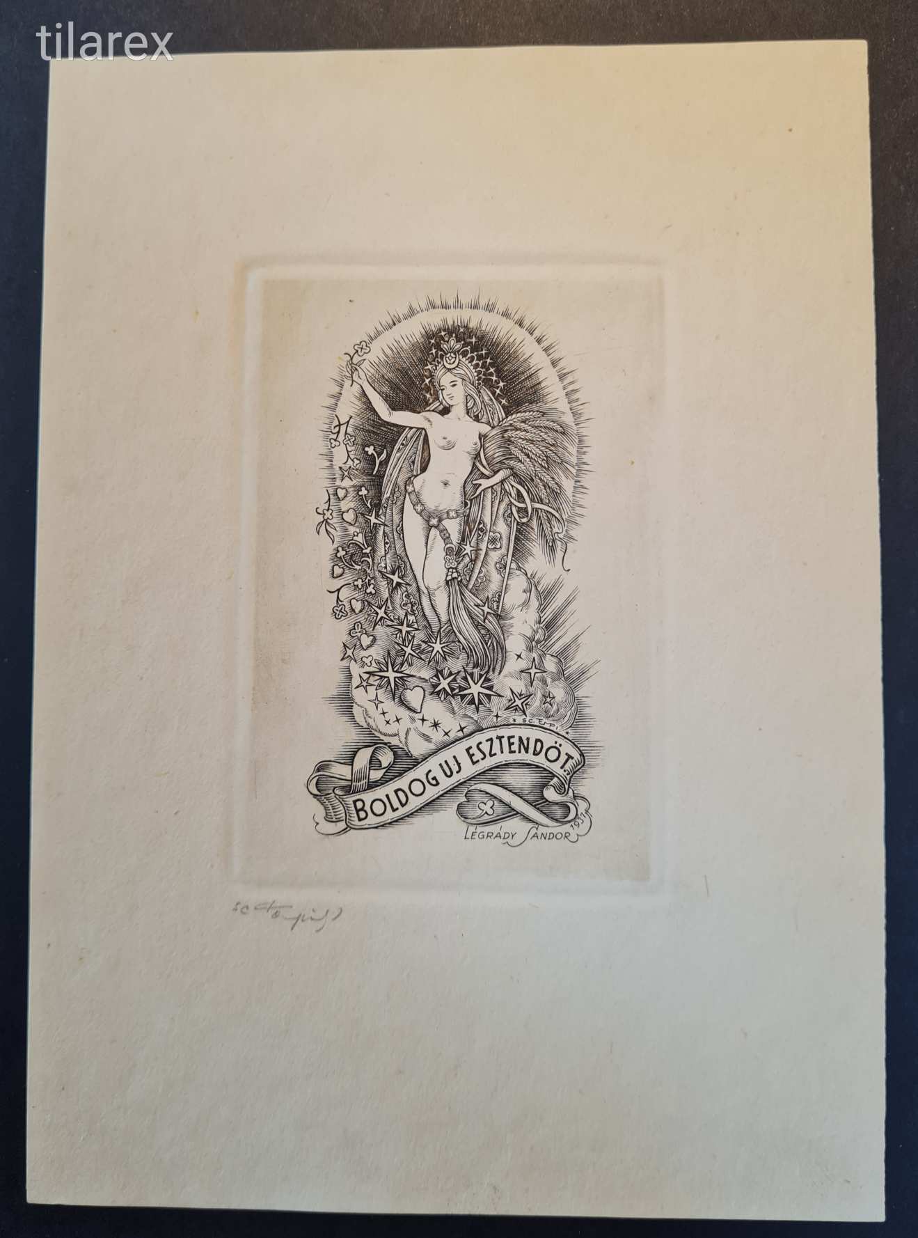 1937 Légrády Sándor ( 1906-1987 ) Ex libris metszette Tempinszky István ( 1907-1979 ) Akt