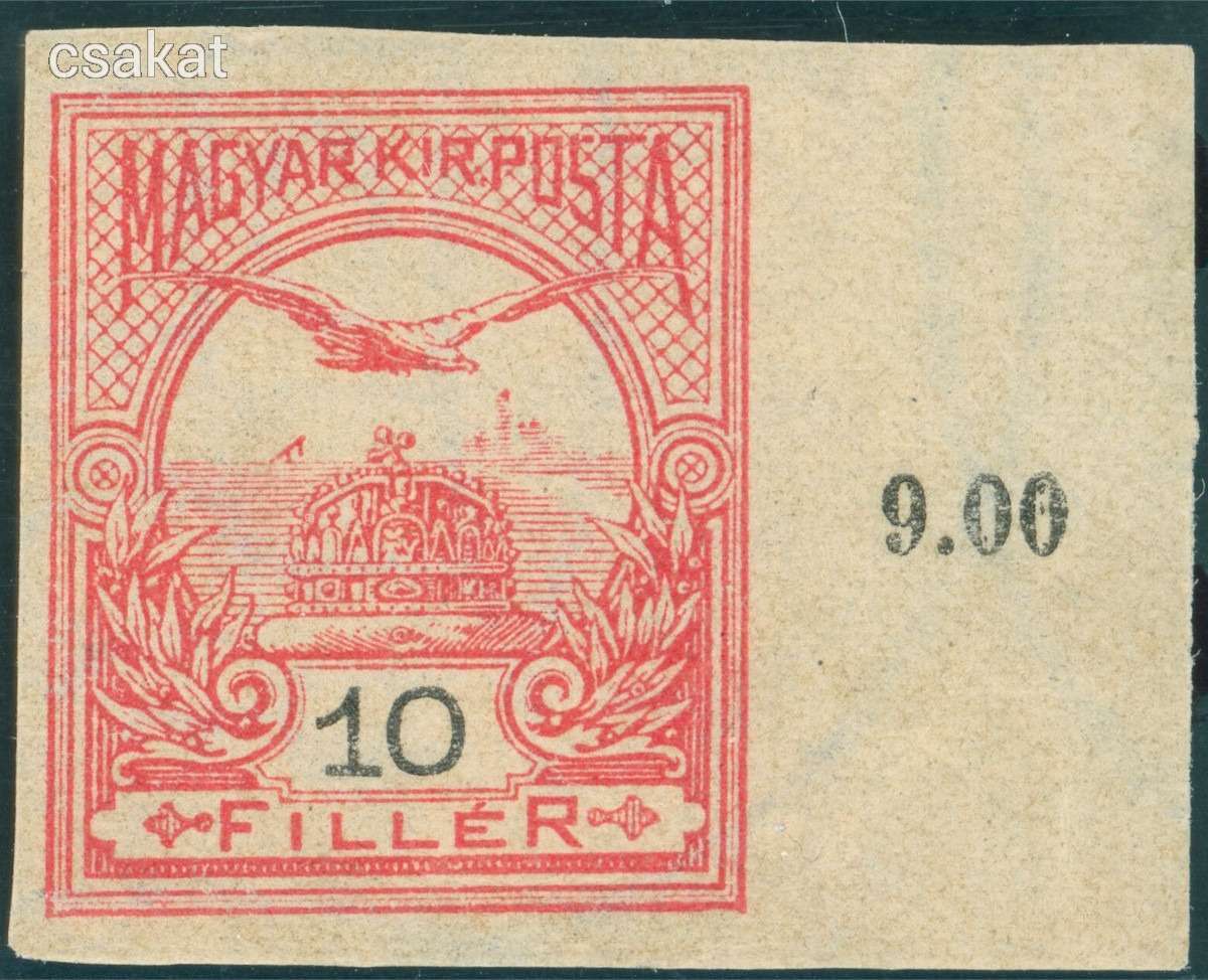 1900 Turul 10f vágott ívszéles postatiszta B1 vízjel állás MPIK
