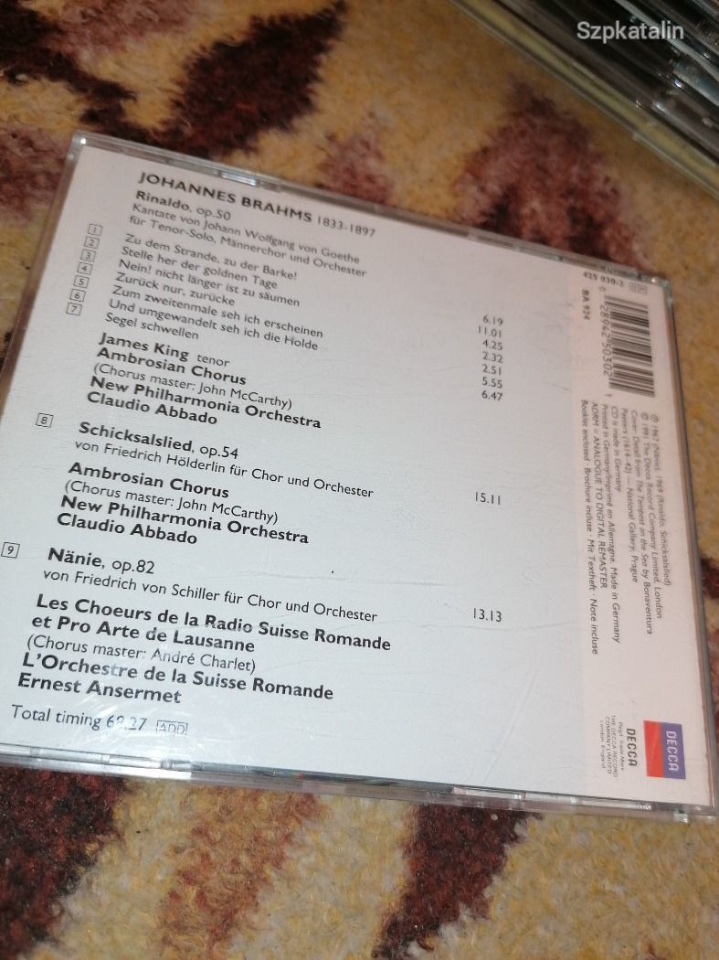 CD - Brahms - Rinaldo (James King, Claudio Abbado)