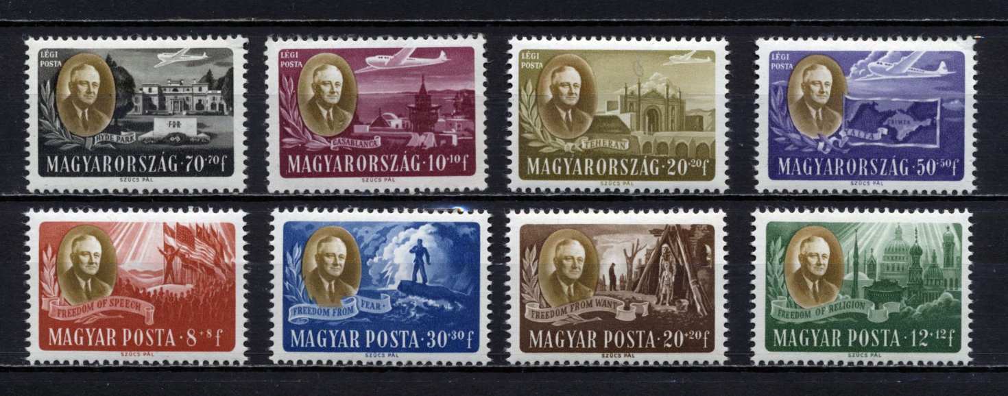 1947 Roosevelt bélyegsor postatiszta nem falcos kat MPIK 2025