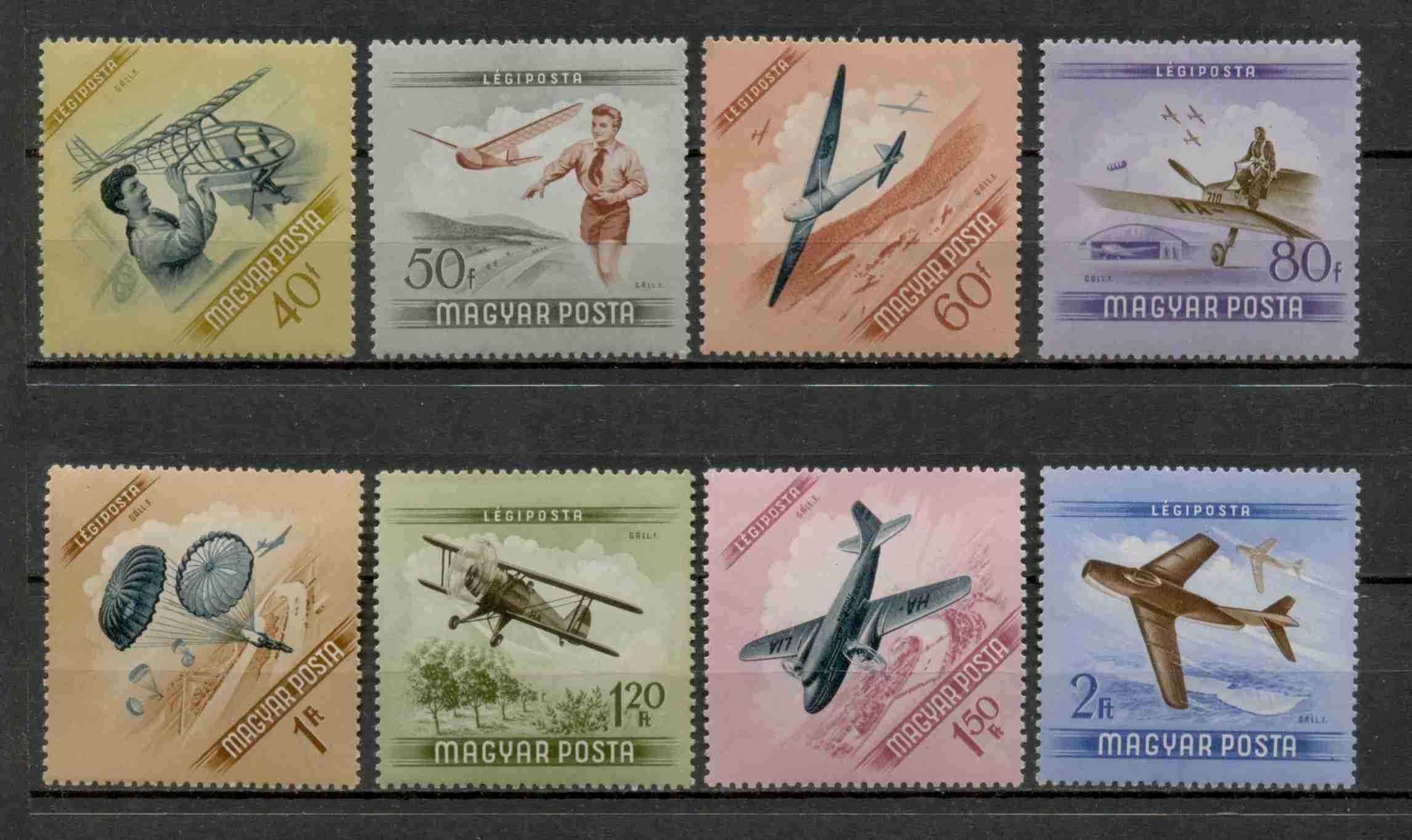 M242 - Repülőnap teljes sorozat (8 db, postatiszta) - 1954