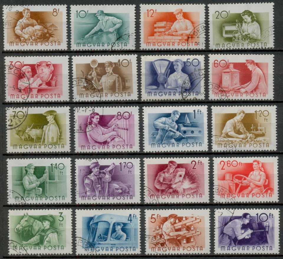 M260 - 1955 Munka bélyegsorozat - 20 db-os komplett, pecsételt tétel