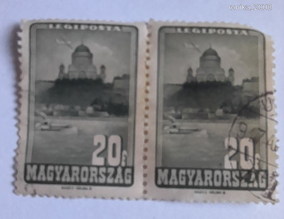 1947 Repülő (IV) 20 fillér pecsételt bélyegpár