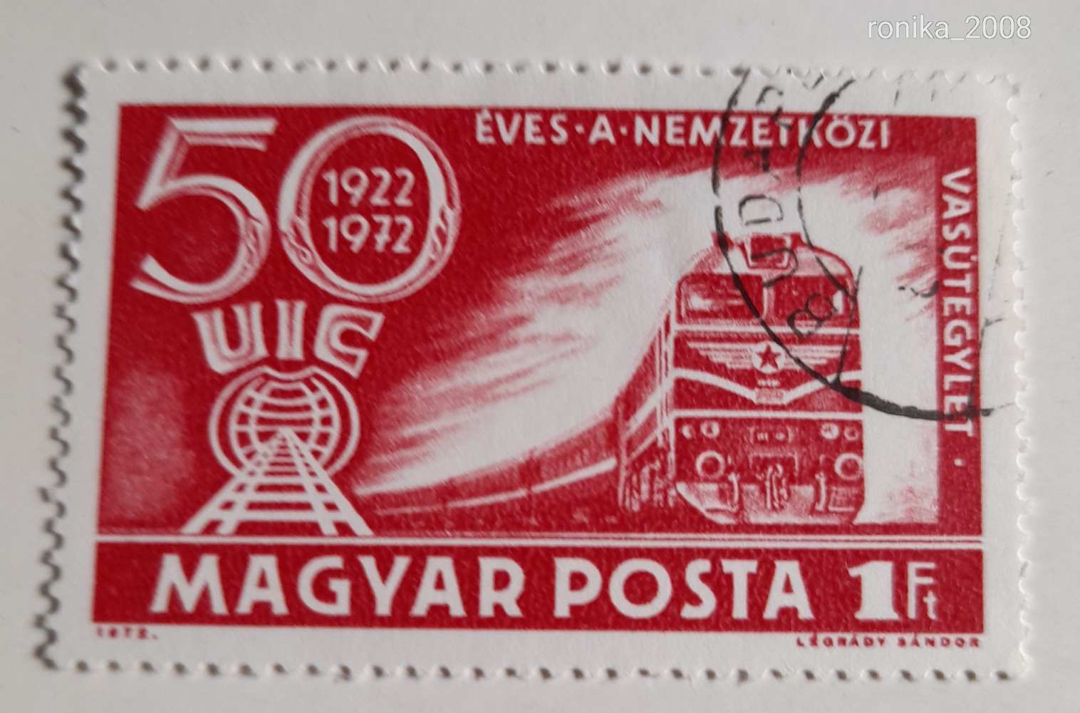 1972 50 éves a Nemzetközi Vasútegylet pecsételt