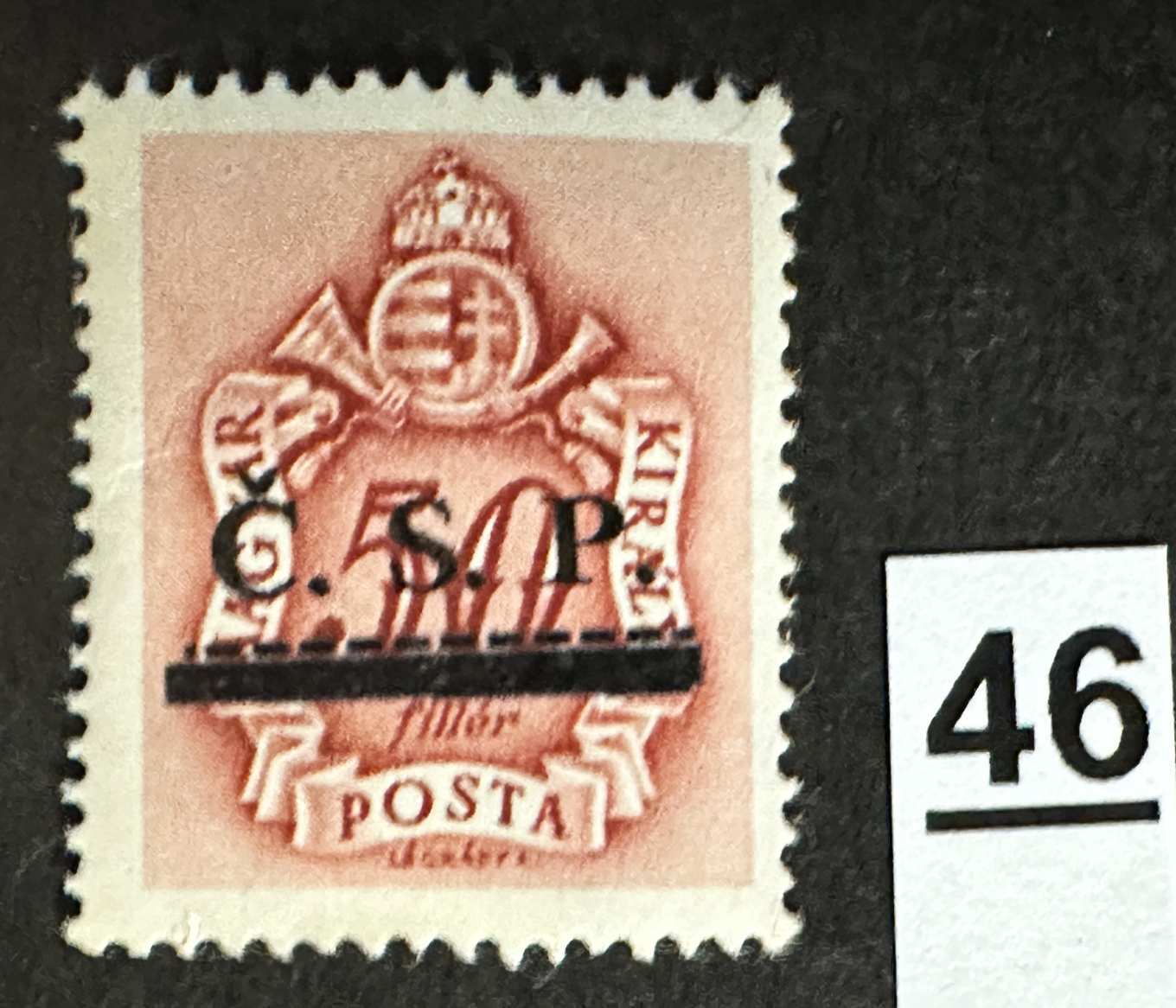 MAGYARORSZÁG 1945 ROZSNYÓ SZOVJET MEGSZÁLLÁS BARNAPORTÓ 50 FILLÉR FELÜLNYOMOTT BÉLYEG