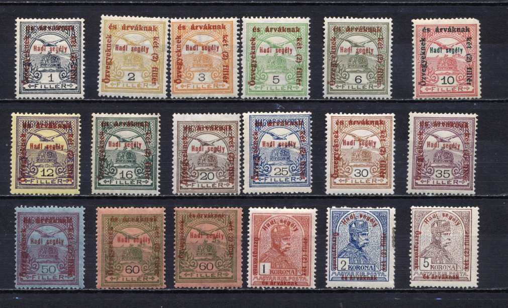 1915 Hadisegély postatiszta 1 érték falcos a többi nem 207a változat nélkül