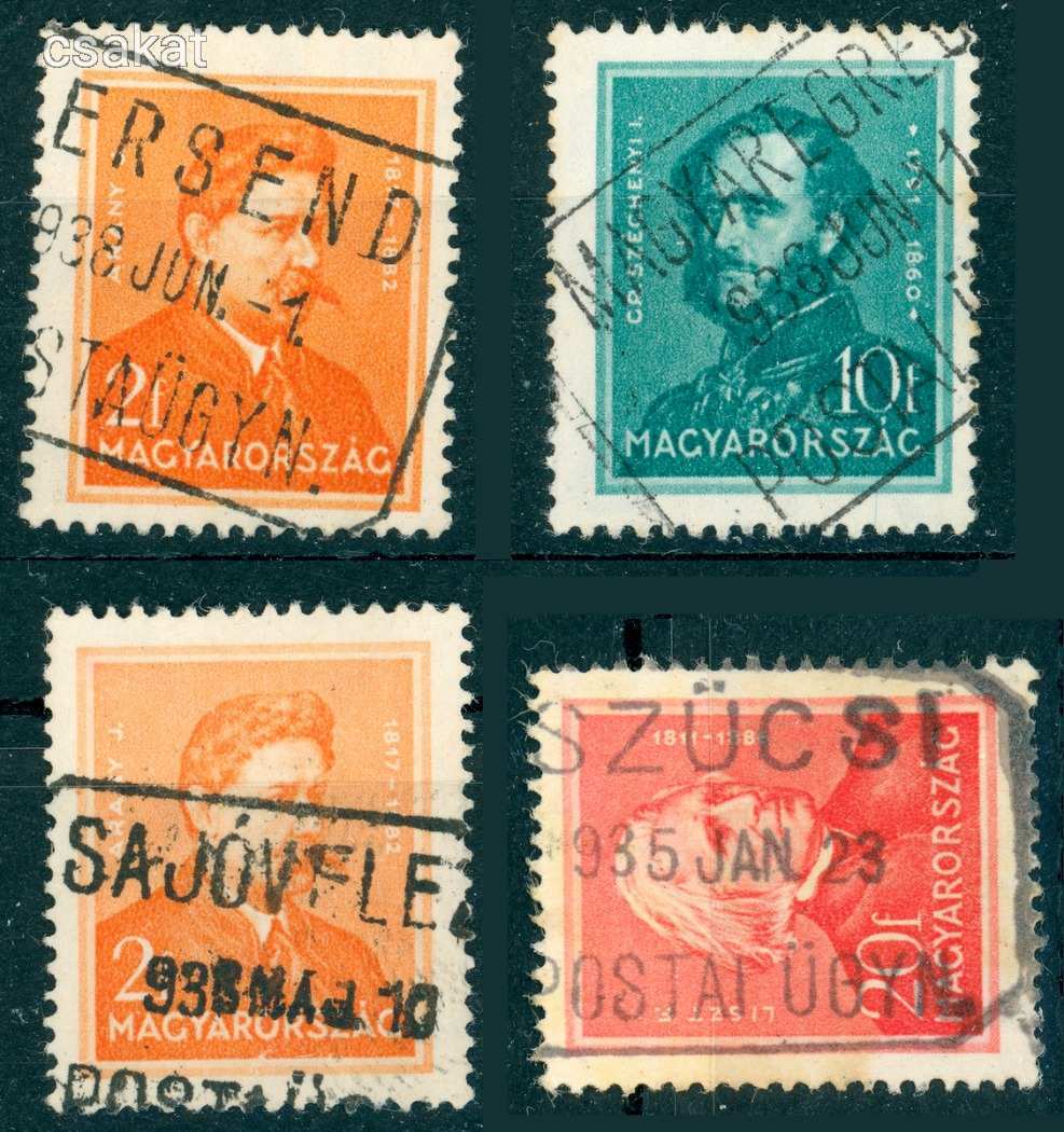 1935+ postaügynökség bélyegzések VERSEND + MAGYAREGREGY + SAJÓVELEZD + SZÜCSI 50p  (e02)