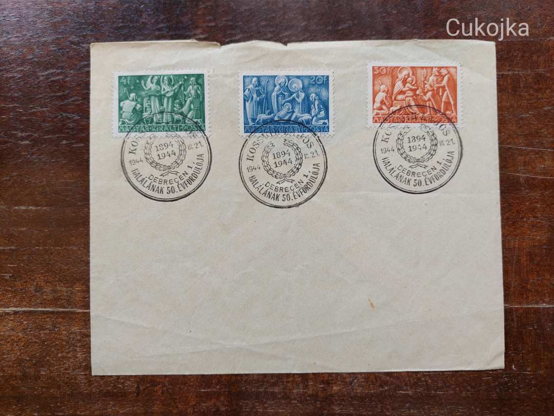 1944 Kossuth Lajos halálának 50. évfordulója emléklap Debrecen alkalmi bélyegzéssel