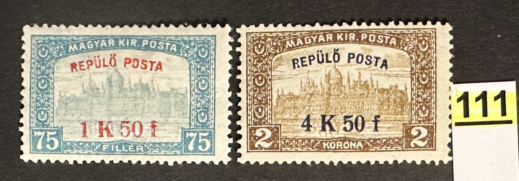 MAGYARORSZÁG 1918 REPÜLŐ POSTA POSTATISZTA BÉLYEG SOR*   MBK 22.000FT          -111.-