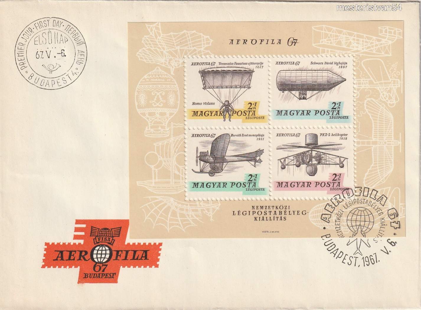 1967.F.D.C. Aerofila (I.)-Blokk-L. A-5