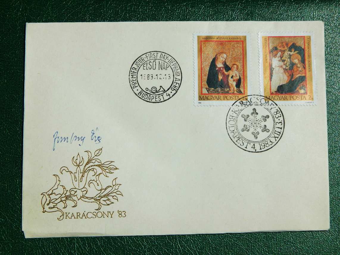 FDC 1983. Karácsony - Zombory Éva (1927–1998) bélyegtervező aláírásával