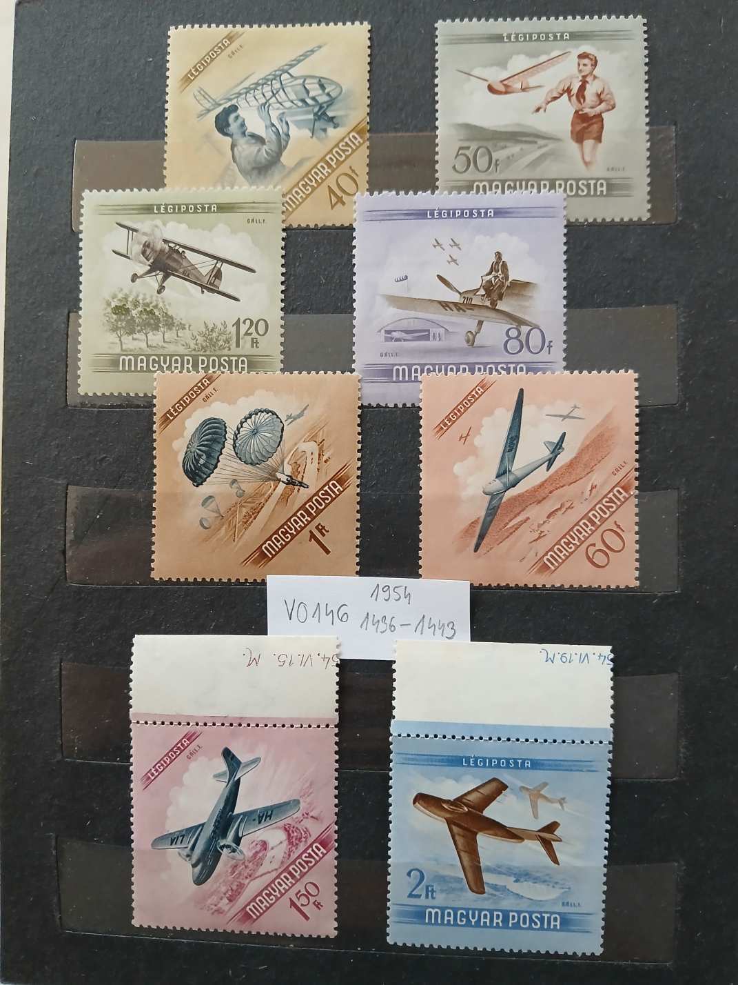 V0146 Magyar bélyeg 1954 1436-1443 postatiszta + ívszéli felár 