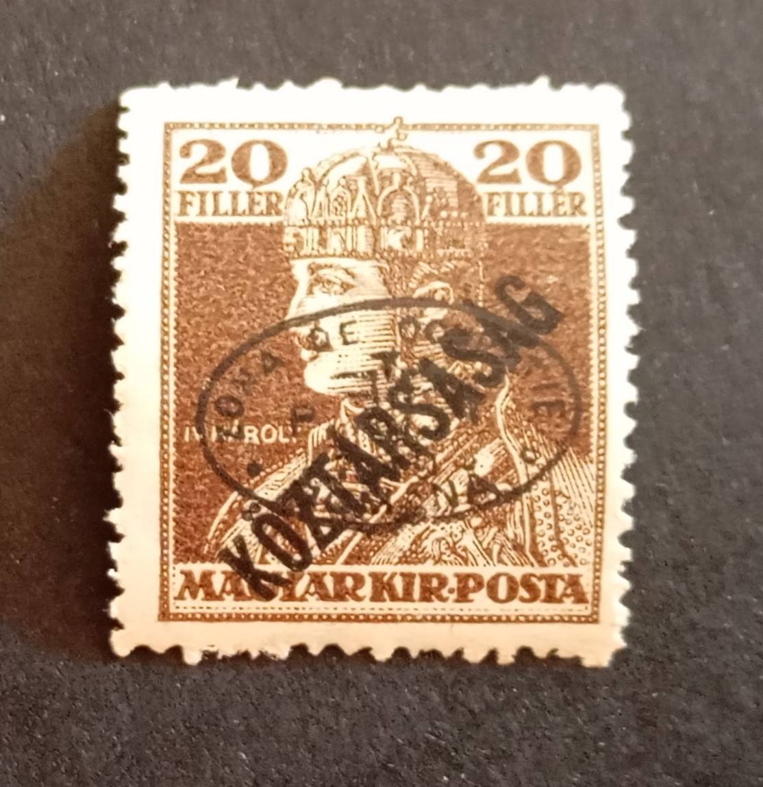 Magyarország 1919 Debrecen román megszállás Károly/Köztársaság 20 F fekete ** postatiszta H