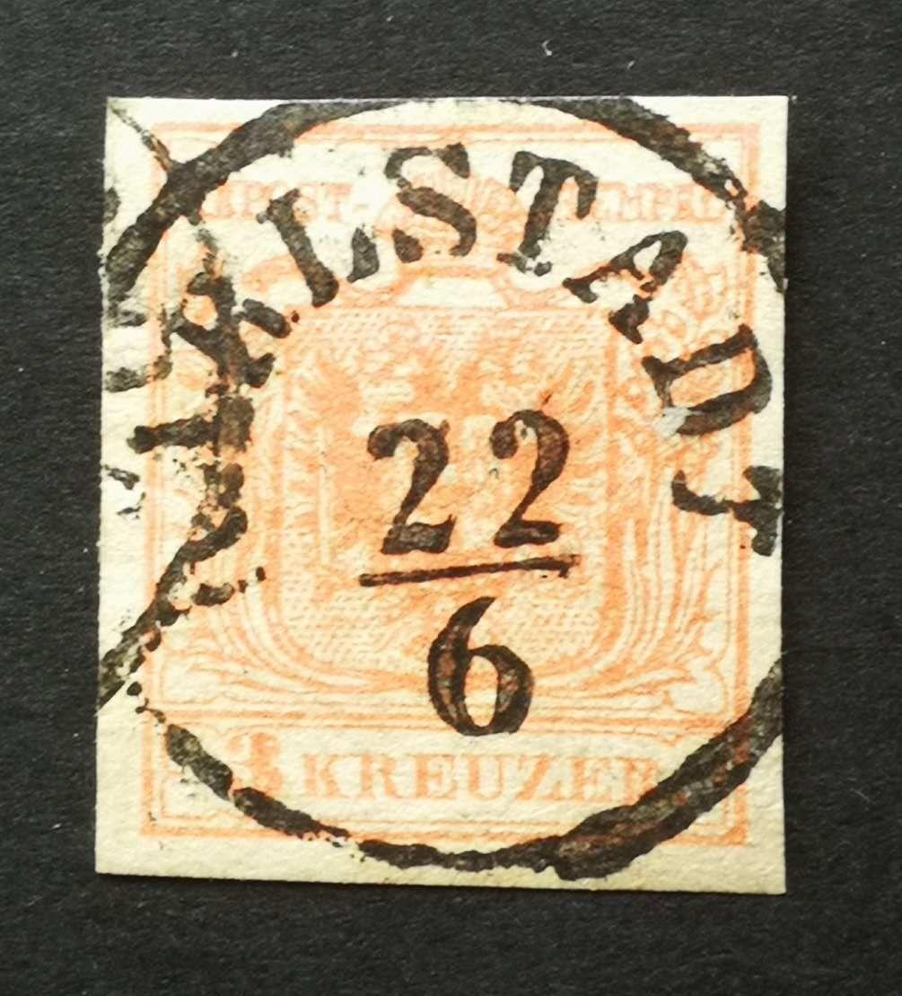 Magyarország 1850 Könyvnyomat 3 Kr. KARLSTADT Károlyváros H