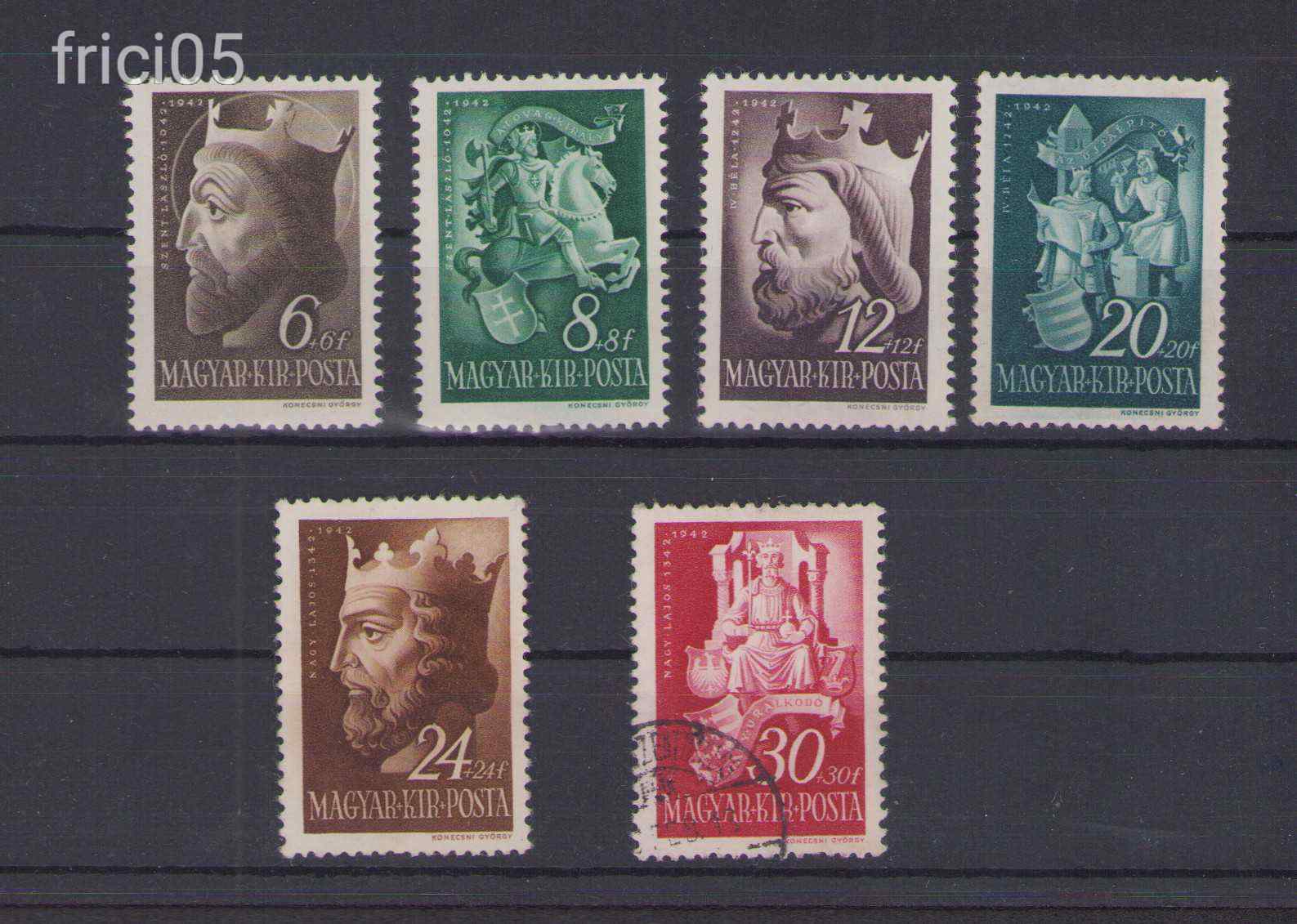 1942, Királyok, postatiszta, falcos, pecételt sor
