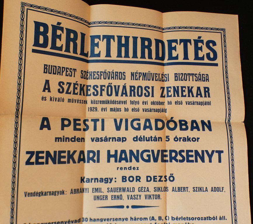 Plakát - 1929 Vigadó hangverseny -