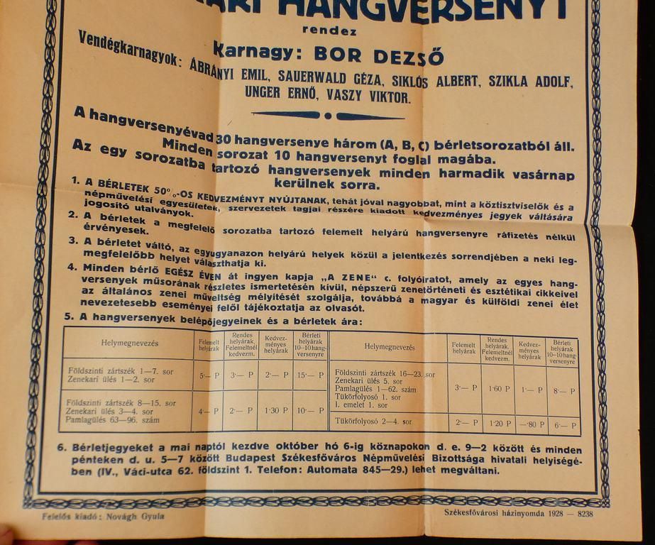 Plakát - 1929 Vigadó hangverseny -