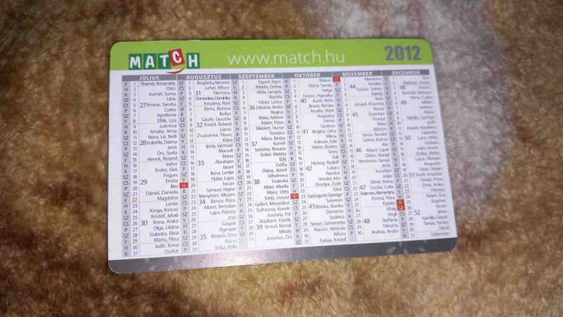 2012 - Match (v) kártyanaptár