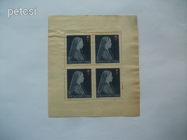Magyar bélyeg / kisív vöröskereszt II. 6 f+1 P kisív 1942 2.