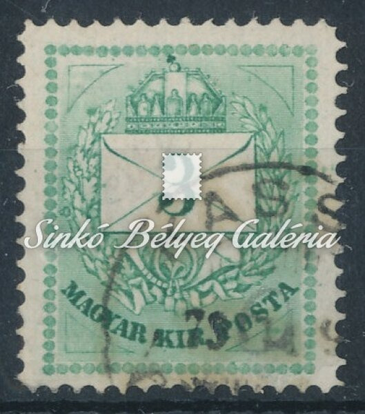 1874. Színesszámú krajcáros 3kr bélyeg