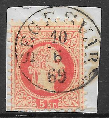 1867. 5 kr bélyeg "SEGESVÁR 69/6/10" BÉLYEGZÉSSEL