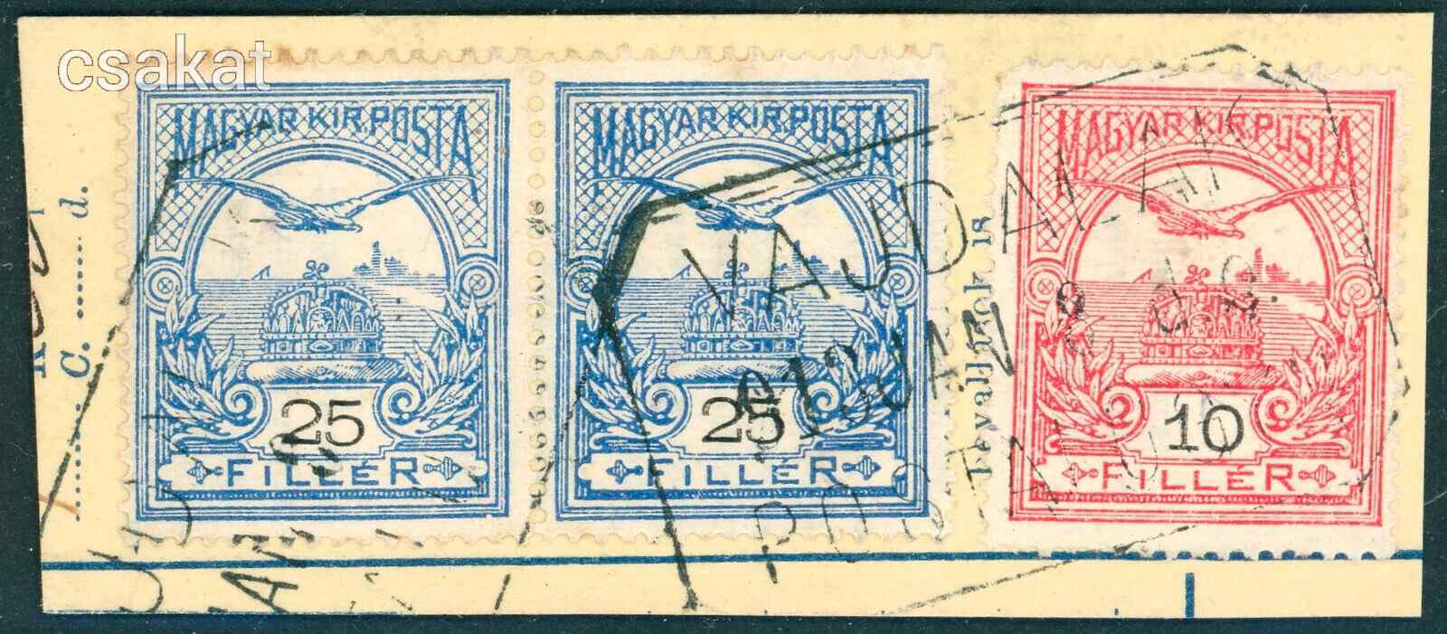 1909 turul ritka VAJDALAK postaügynökség bélyegzés Temes Serbia MPPFB PÜ10 / 500 pont (d72)