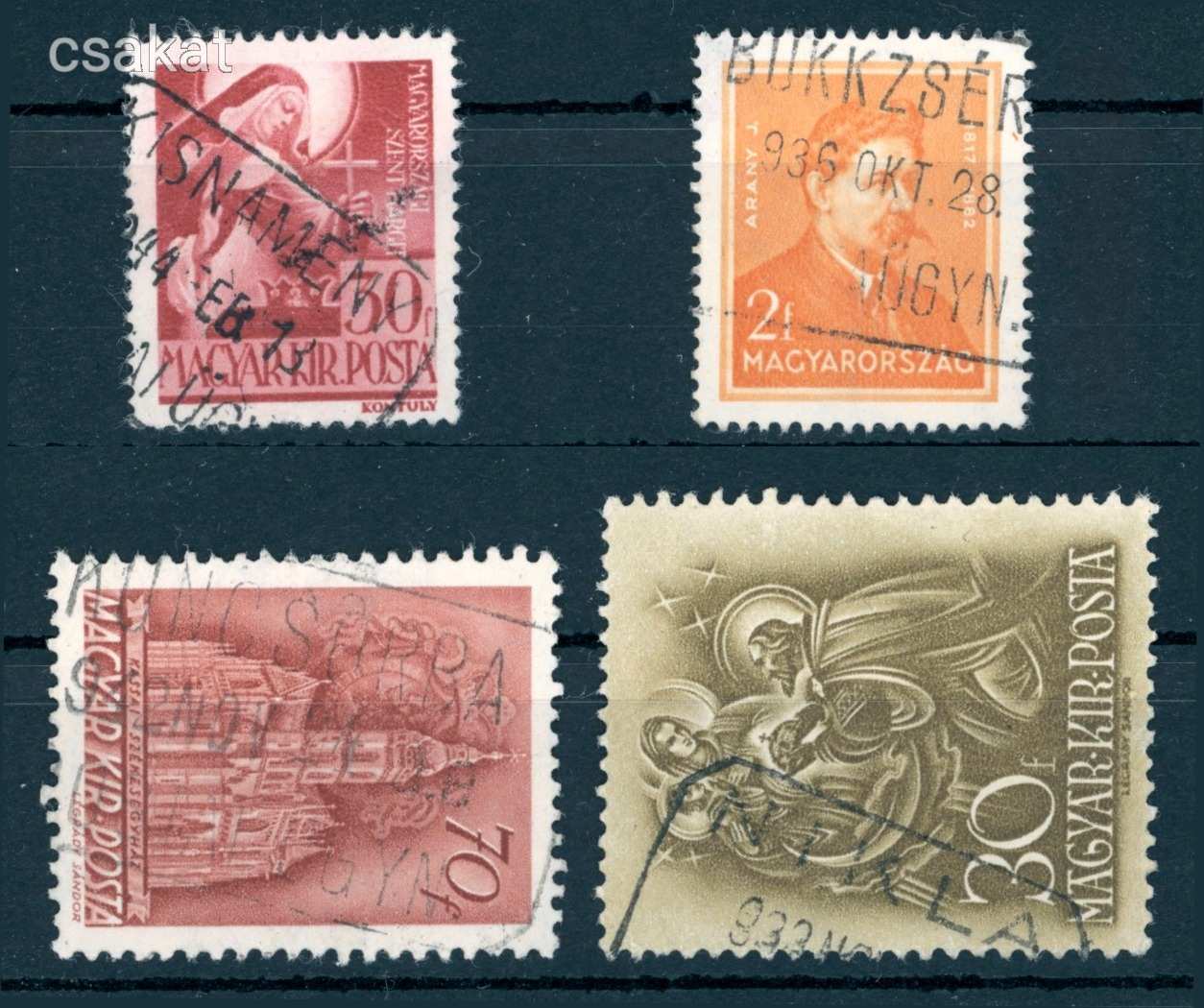 1933+ postaügynökség bélyegzések KISNAMÉNY + BÜKKZSÉRC + KUNCSORBA + NIKLA MPPFB 40p (e18)