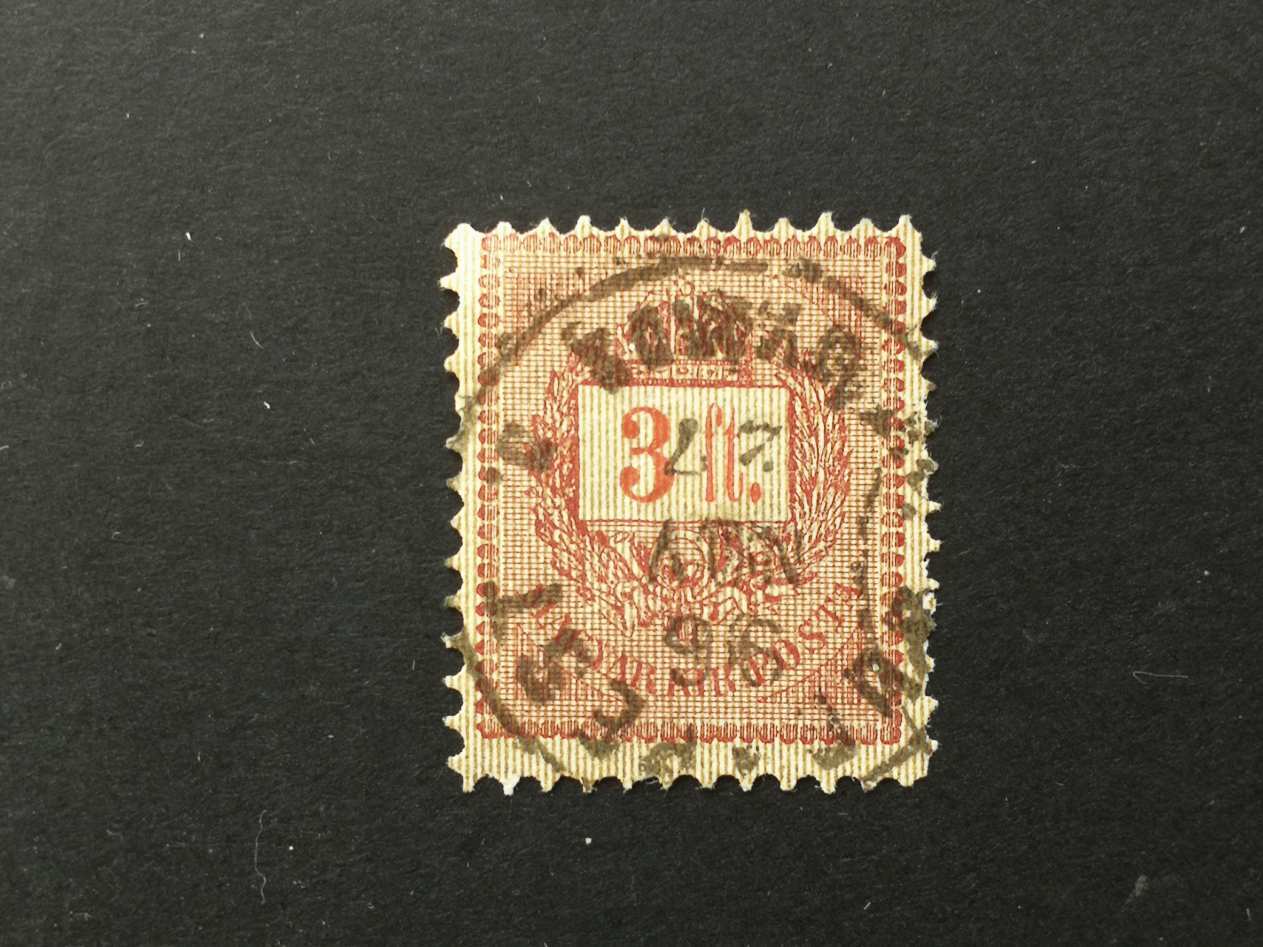 Magyarország 1888 Feketeszámú 3 Ft Budapest BUDAPEST / LIPÓTVÁROS D. I