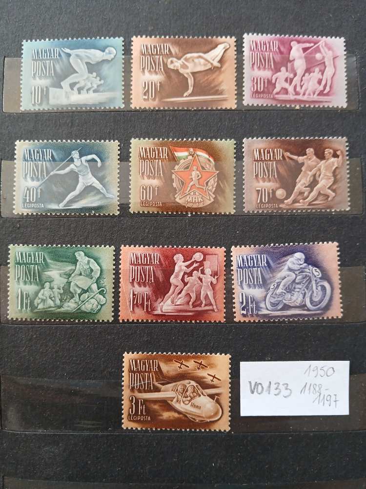 V0133 Magyar bélyeg 1950 1188-1197 postatiszta