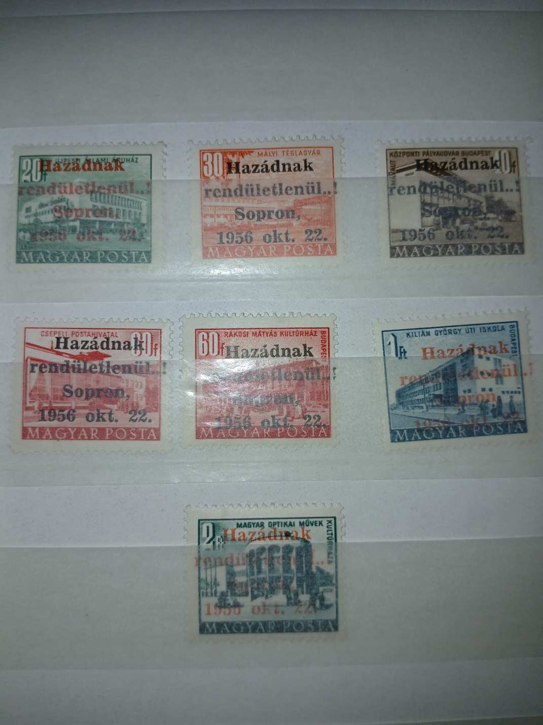 1956 Soproni felülnyomás postatiszta Ateszt van