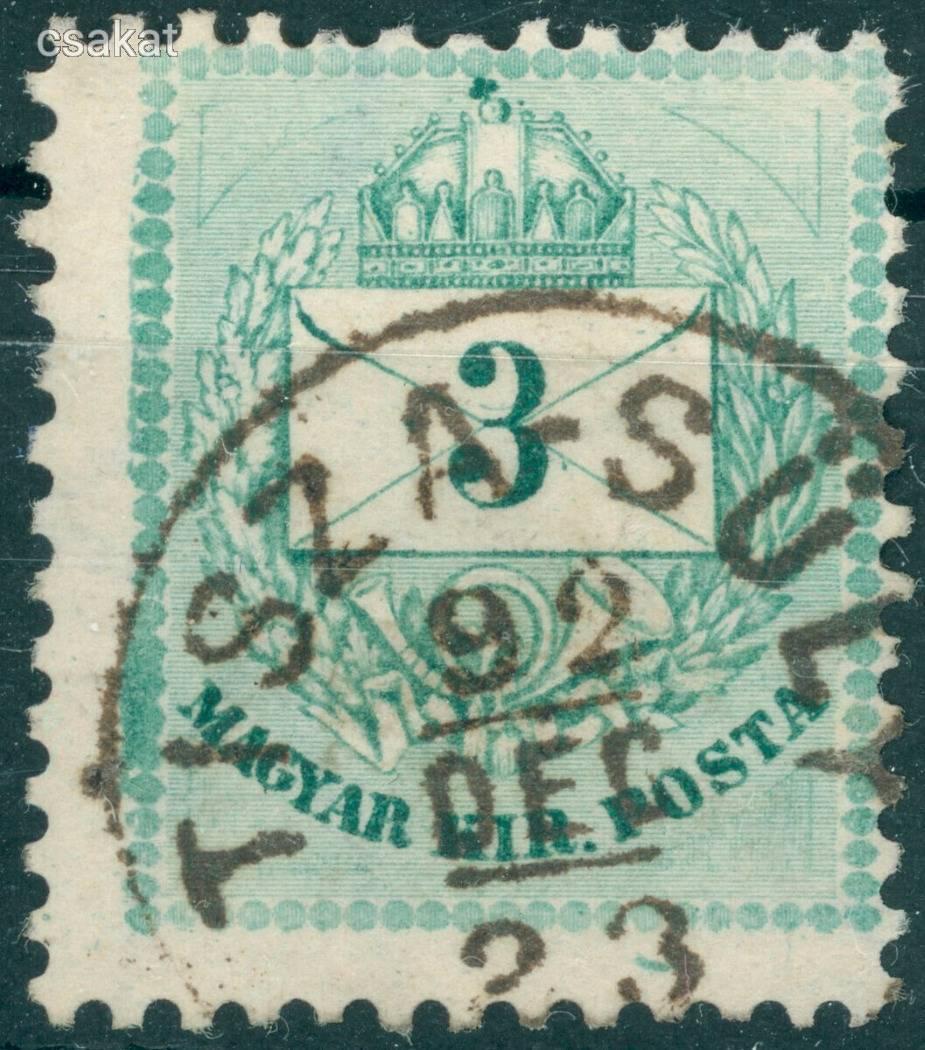 1881 krajcáros színesszámú TISZA-SÜLY bélyegzés Jász-Nagykun-Szolnok Gudlin E3.20 / 50p (e04)