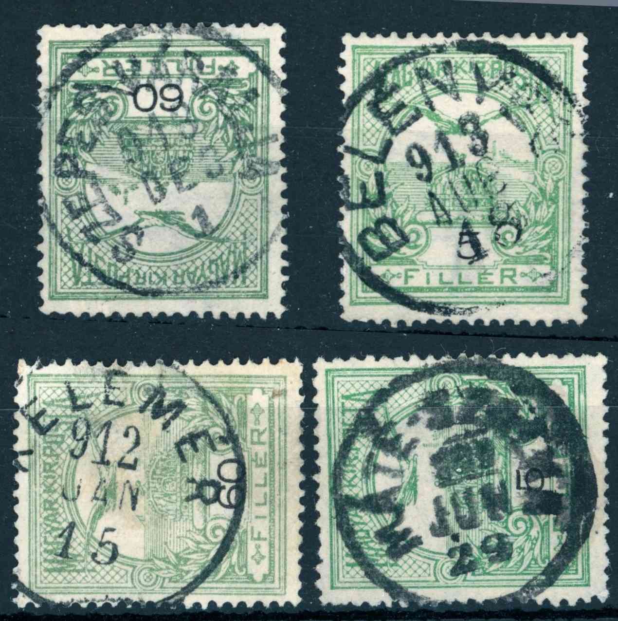1909 turul bélyegzések KELEMÉR + SZEPES VÁRALJA + BELÉNYES + MÁTÉ-SZALKA / Gudlin 120 pont (e78)
