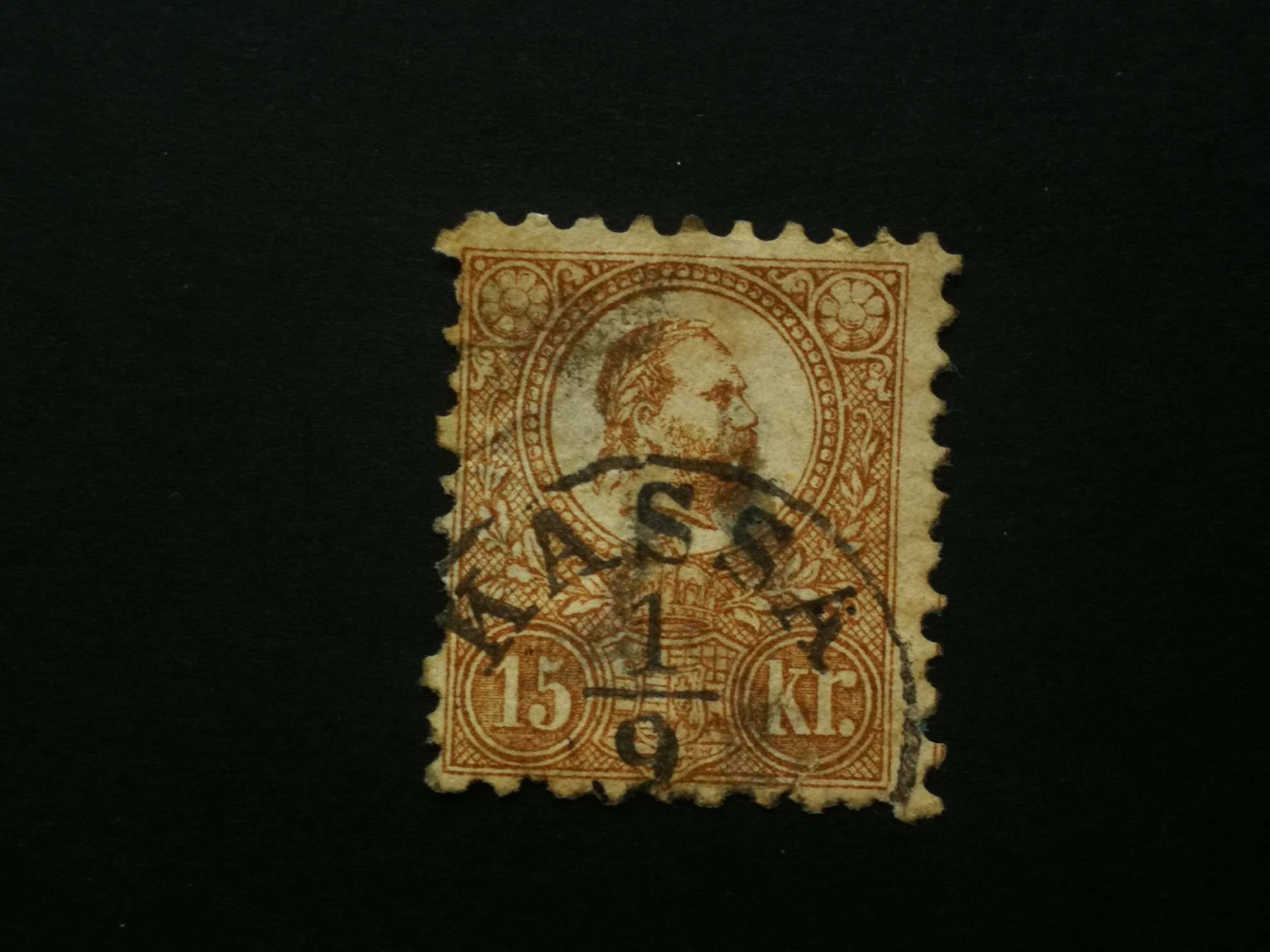 Magyarország 1871 Kőnyomat 15 kr Kassa elvékonyodás L
