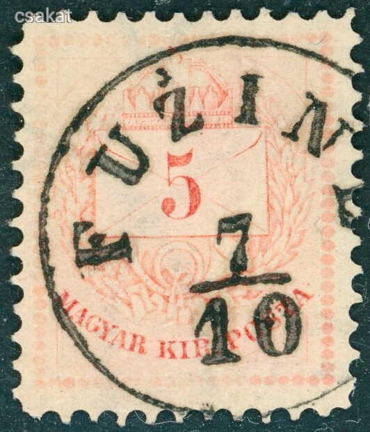 1881 színesszámú krajcáros FUŽINE bélyegzés Modrus-Fiume Horvát Gudlin E2.2 / 150p (d75)