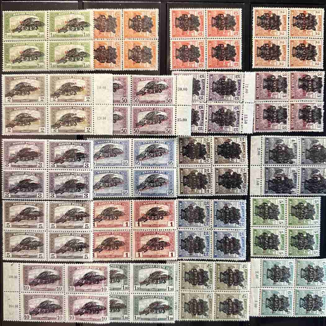 1920 BÚZAKALÁSZ 4-ES TÖMB MAGYAR BÉLYEG POSTATISZTA ** MBK: 60.000FT