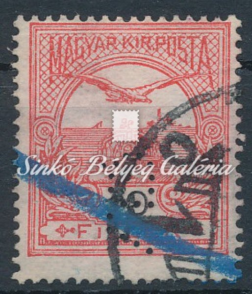 1908. Turul 10f bélyeg céglyukasztással