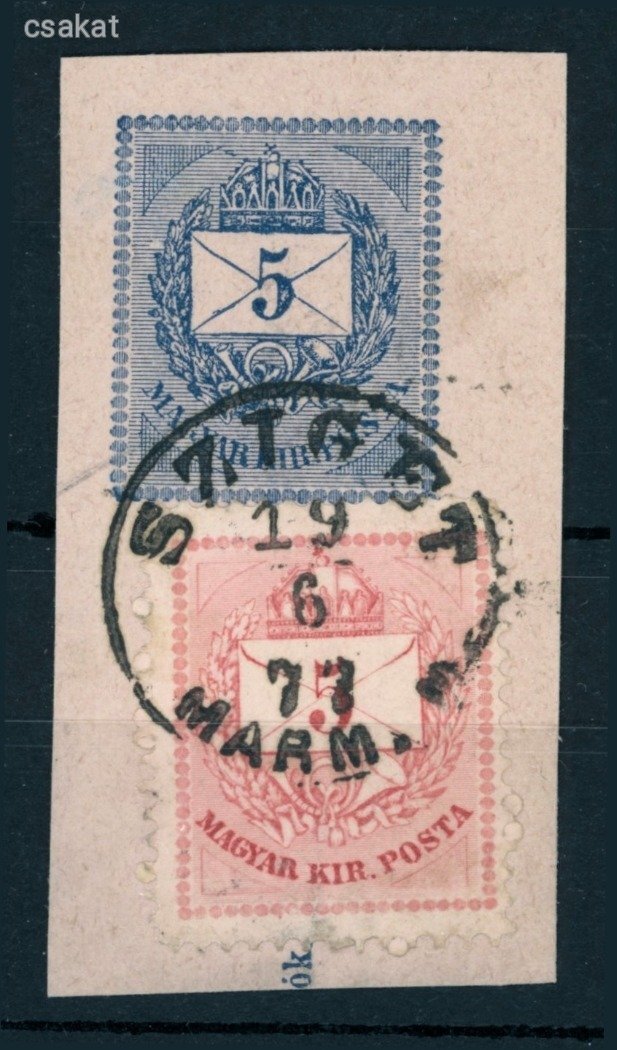 1874 krajcáros SZIGET / MARM. M. lebélyegzés kivágáson Máramaros Romania Gudlin E3.51 / 40p (e33)